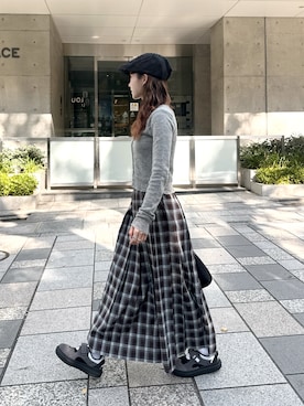 「NATURAL BEAUTY BASIC（ナチュラルビューティーベーシック）のアイテム（スカート）」を使った、Nanamiさん（レディース・156cm）の秋コーディネート