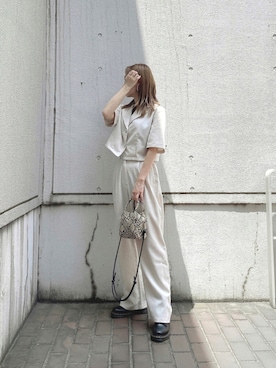 「LVEU.（ラブユ.）のアイテム（セットアップ）」を使った、Nanamiさん（レディース・155cm）の夏コーディネート