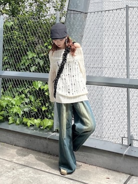 「アイテム（モカシン/デッキシューズ）」を使った、Nanamiさん（レディース・156cm）の秋コーディネート