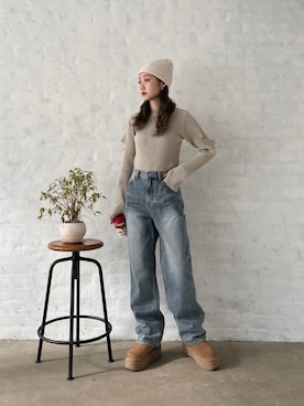 「y2k」｜「アイテム（ニットキャップ/ビーニー）」を使った、Nanamiさん（レディース・156cm）の春コーディネート