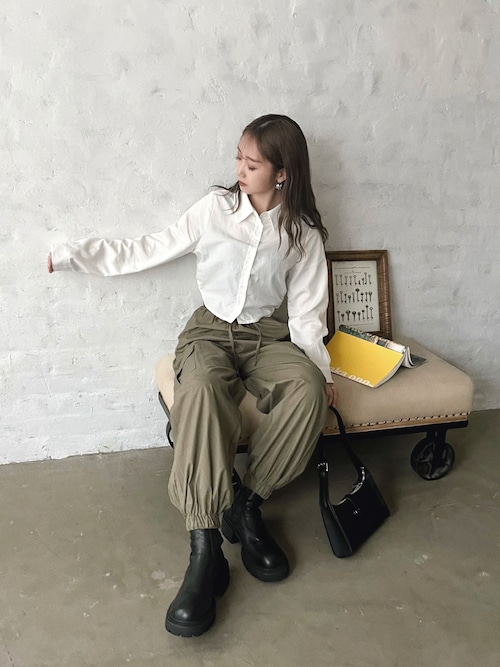 ブラウス シャツ cropped side gather SH/クロップドサイドギャザーシャツ レディース cropped side gather SH/クロップドサイドギャザーシャツ