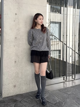 「アイテム（バレエシューズ）」を使った、Nanamiさん（レディース・156cm）の秋コーディネート