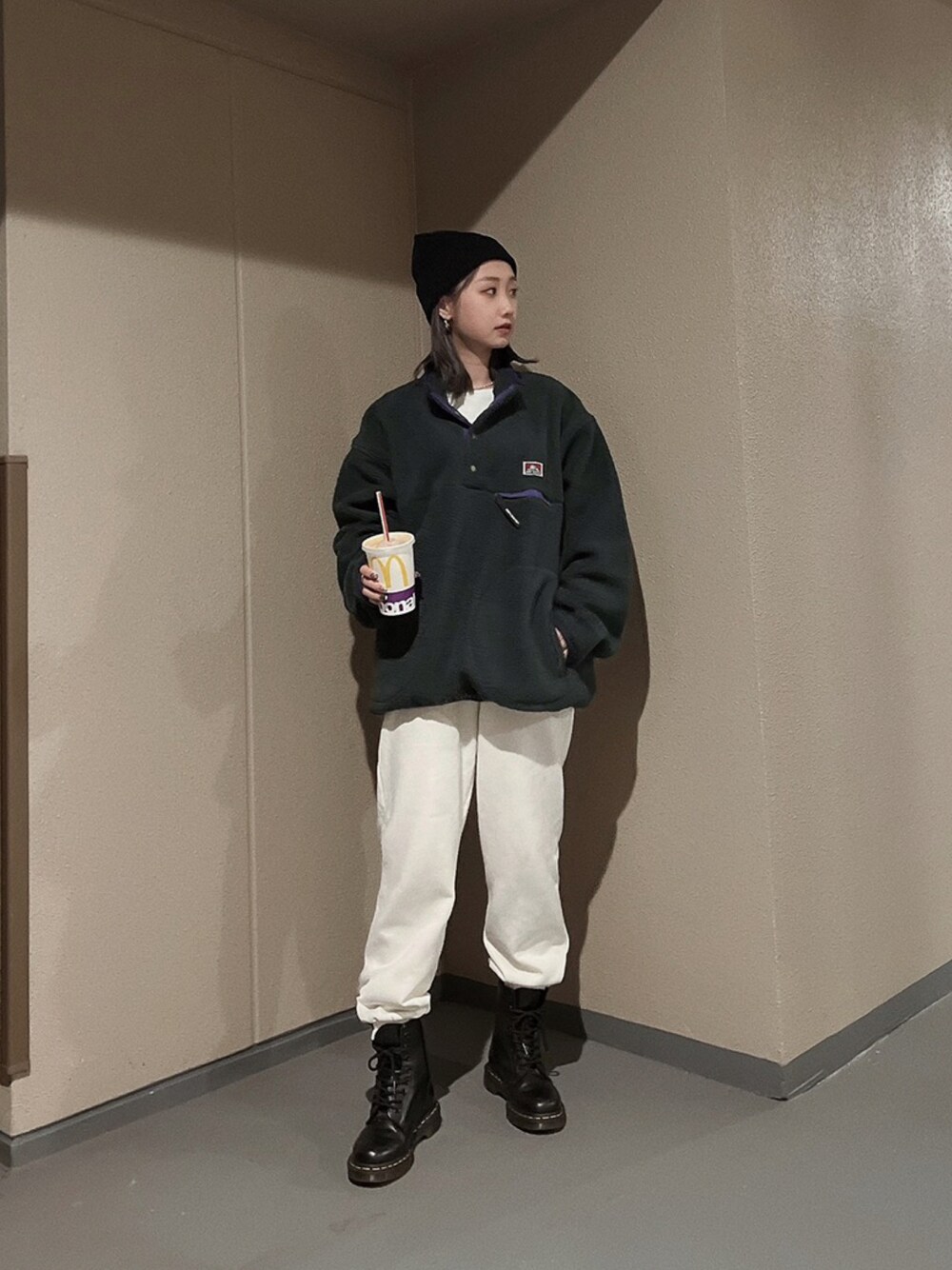 Ben Davis ネイビー　ジップアップジャケット　黄色刺繍　　XL ベンデイビス Tシャツ ポケット付き BEN DAVIS オーバーサイズ