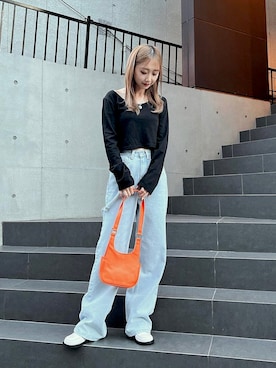 「ショート丈トップス」｜「アイテム（ローファー）」を使った、Nanamiさん（レディース・156cm）の秋コーディネート