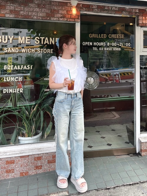 チュールドッキングフリルトップス（Tシャツ/カットソー