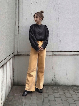 「ダンガリーシャツ」｜「アイテム（ブーツ）」を使った、Nanamiさん（レディース・155cm）の秋コーディネート