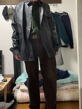 「Eddie Bauer（エディーバウアー）のアイテム（シャツ/ブラウス）」を使った、アクセルさん（メンズ・179cm）の冬コーディネート