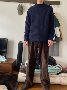 「Lands' End（ランズエンド）のアイテム（パンツ）」を使った、アクセルさん（メンズ・179cm）の冬コーディネート