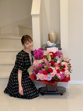 「SNIDEL（スナイデル）のアイテム（ワンピース/ドレス、ブラック系）」を使った、かぉさん（レディース・152cm）の春コーディネート