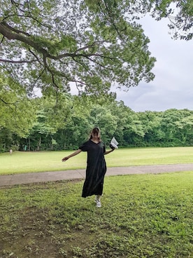 「23区（ニジュウサンク）のアイテム（ワンピース、ブラック系）」を使った、かぉさん（レディース・152cm）の夏コーディネート