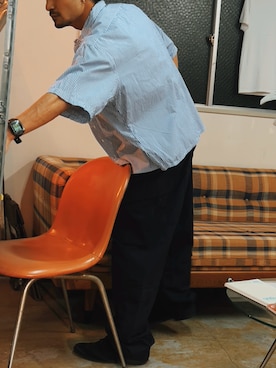 「ストライプシャツ」｜-age.-さん（メンズ・166cm）の夏コーディネート