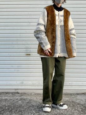 「WOOLRICH（ウールリッチ）のアイテム」を使った、マリコスさん（レディース・154cm）の冬コーディネート