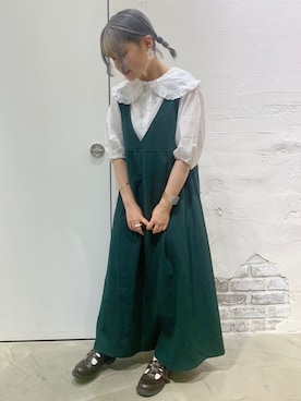 「レトロ」｜「アイテム（ジャンパースカート）」を使った、くまさん（レディース・150cm）の夏コーディネート