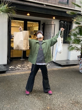 「Eddie Bauer（エディーバウアー）のアイテム（ニット/セーター）」を使った、NAOKIさん（メンズ・168cm）の春コーディネート