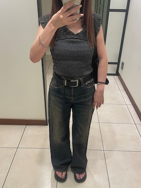 「SLY（スライ）のアイテム」を使った、meguuuさん（レディース・156cm）の夏コーディネート