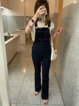 「SLY（スライ）のアイテム（オールインワン・サロペット）」を使った、meguuuさん（レディース・156cm）の夏コーディネート