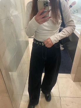 「GRL（グレイル）のアイテム（Tシャツ/カットソー）」を使った、meguuuさん（レディース・156cm）の秋コーディネート