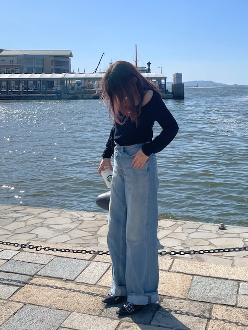 SQUARE NECK GATHER トップス moussy MOUSSY（マウジー）の「SQUARE NECK GATHER トップス（Tシャツ