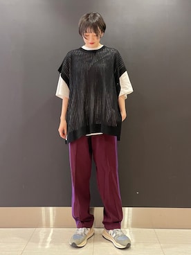 「re_k by JUNRED（レクバイジュンレッド）のアイテム（ベスト）」を使った、shioriさん（レディース・164cm）の春コーディネート