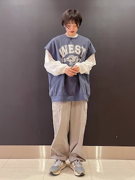 「re_k by JUNRED（レクバイジュンレッド）のアイテム（ベスト）」を使った、shioriさん（レディース・164cm）の春コーディネート