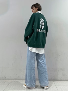 「JUNRED（ジュンレッド）のアイテム（スウェット）」を使った、shioriさん（レディース・164cm）の秋コーディネート