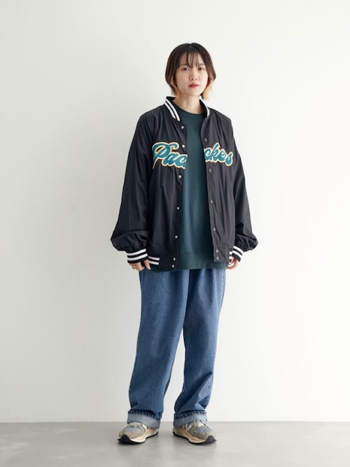 shioriさんのスタジャン「re_k by JUNRED / NFLナイロンスタジャン(re_k by JUNRED|レクバイジュンレッド)」を使ったコーディネート