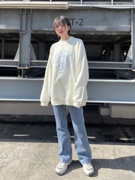「re_k by JUNRED（レクバイジュンレッド）のアイテム（スウェット）」を使った、shioriさん（レディース・164cm）の冬コーディネート
