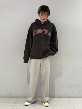 「JUNRED（ジュンレッド）のアイテム（パーカー）」を使った、shioriさん（レディース・164cm）の秋コーディネート