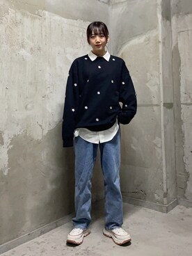 「JUNRED（ジュンレッド）のアイテム（スウェット）」を使った、shioriさん（レディース・164cm）の冬コーディネート