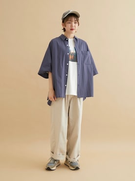 「JUNRED（ジュンレッド）のアイテム（パンツ）」を使った、shioriさん（レディース・164cm）の夏コーディネート