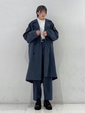 「JUNRED（ジュンレッド）のアイテム（トレンチコート）」を使った、shioriさん（レディース・164cm）の冬コーディネート