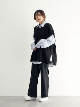 「JUNRED（ジュンレッド）のアイテム（パンツ）」を使った、shioriさん（レディース・164cm）の秋コーディネート
