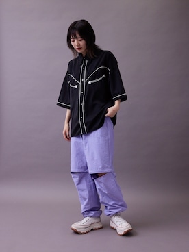 「re_k by JUNRED（レクバイジュンレッド）のアイテム（パンツ）」を使った、shioriさん（レディース・164cm）の春コーディネート