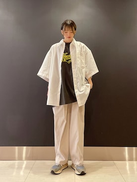 「JUNRED（ジュンレッド）のアイテム（チノパンツ）」を使った、shioriさん（レディース・164cm）の夏コーディネート