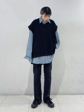 「re_k by JUNRED（レクバイジュンレッド）のアイテム（ベスト）」を使った、shioriさん（レディース・164cm）の冬コーディネート