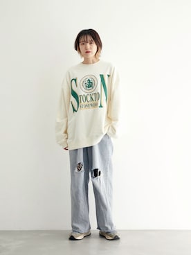 「re_k by JUNRED（レクバイジュンレッド）のアイテム（スウェット）」を使った、shioriさん（レディース・164cm）の秋コーディネート