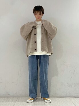 「JUNRED（ジュンレッド）のアイテム（スウェット）」を使った、shioriさん（レディース・164cm）の冬コーディネート