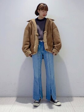 「JUNRED（ジュンレッド）のアイテム（ブルゾン）」を使った、shioriさん（レディース・164cm）の冬コーディネート