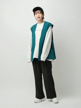 「JUNRED（ジュンレッド）のアイテム（パンツ）」を使った、shioriさん（レディース・164cm）の秋コーディネート