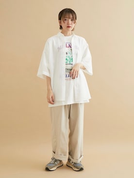 「JUNRED（ジュンレッド）のアイテム（トップス）」を使った、shioriさん（レディース・164cm）の夏コーディネート