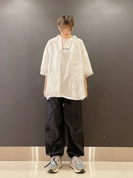 「JUNRED（ジュンレッド）のアイテム（パンツ）」を使った、shioriさん（レディース・164cm）の春コーディネート