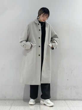 「JUNRED（ジュンレッド）のアイテム（ステンカラーコート）」を使った、shioriさん（レディース・164cm）の冬コーディネート