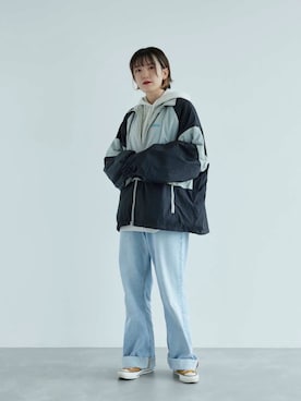 「re_k by JUNRED（レクバイジュンレッド）のアイテム（パーカー）」を使った、shioriさん（レディース・164cm）の秋コーディネート