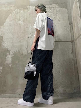「JUNRED（ジュンレッド）のアイテム（パンツ）」を使った、shioriさん（レディース・164cm）の夏コーディネート