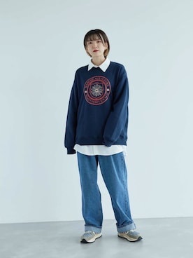 「JUNRED（ジュンレッド）のアイテム（スウェット）」を使った、shioriさん（レディース・164cm）の秋コーディネート