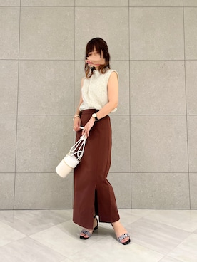 「出勤コーデ」｜「アイテム（アクセサリー）」を使った、miho.kさん（レディース・158cm）の夏コーディネート