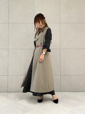 「Te chichi（テチチ）のアイテム（ステンカラーコート）」を使った、miho.kさん（レディース・158cm）の秋コーディネート