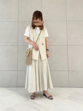 「ドットスカート」｜「アイテム（その他アウター）」を使った、miho.kさん（レディース・158cm）の春コーディネート