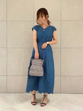 「スカラップ」｜「アイテム（アクセサリー）」を使った、miho.kさん（レディース・158cm）の夏コーディネート