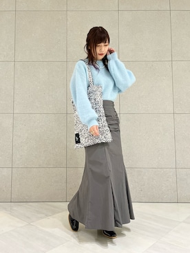 「サックスブルー」｜「アイテム（ブーツ）」を使った、miho.kさん（レディース・158cm）の冬コーディネート